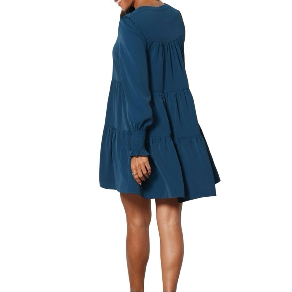 O.P.T. Evereve Bay Dress Teal Size XL V Neck Tiered Dress - Picture 2 of 9